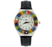 Glass of Venice Serena Murano Millefiori Uhr mit Lederband - Schwarz