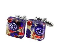 Glass Of Venice Venezianische Klassische quadratische Manschettenknöpfe - blaues Rot