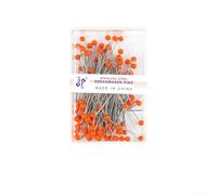 GlassHeadPinsforSewing,100pcsAssortedColorDressmakingTailorPinswithPlasticBox,45mmHemmingCraftPinforWeddingCorsage,Sticking,HijabFixingandDailySewingProjects(Orange)
