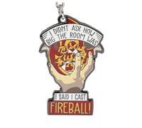 GlassStaff I Cast Fireball DND Schlüsselanhänger - Dungeons and Dragons Einzigartige Metall-Schlüsselanhänger für Teenager, RPG-Gaming-Liebhaber - D20 Würfel TTPRG Magier