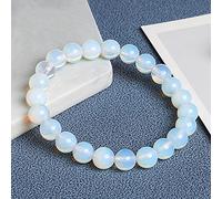 Glatte weiße Opal Armband Mondstein Armbänder Frauen Elastische Bunte Katzenaugen Stein Erweiterbares Seil Schmuck-Opal_6mm Perlen