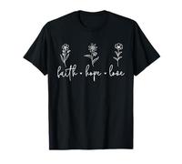 Glaube, Hoffnung, Liebe, florales christliches Zitat, minimalistische Linienkunst T-Shirt