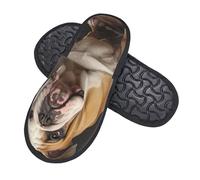 GlbnSHeric Fuzzy Hausschuhe für Herren und Damen, rutschfeste Plüschschuhe, englische Bulldogge, Hausschuhe, Schaumstoff-Hausschuhe, Schwarz , Einheitsgröße