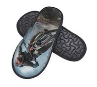 GlbnSHeric Fuzzy Hausschuhe für Herren und Damen, rutschfeste Plüschschuhe, Mountainbike, Turnier-Hausschuhe, Schaumstoff, Größe M, Schwarz , Einheitsgröße