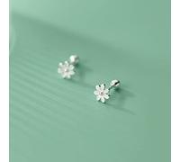 GLDW Ohrring, Weißes Blütenblatt Blume S925 Sterling Silber Hypoallergen Spiral Ohrstecker Exquisiter Schmuck Für Frauen Dame Mädchen Valentinstag Frauentag Geschenke