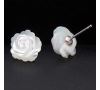 GLDW Ohrringe Damen, 10 Mm Weiße Muschel Rose Blume S925 Sterling Silber Hypoallergen Ohrstecker Exquisiter Schmuck Für Frauen Dame Mädchen Valentinstag Frauentag Geschenke