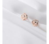 GLDW Ohrringe, Rose Goldene Hohle Rose Blume Charm S925 Sterling Silber Hypoallergen Ohrstecker Exquisiter Schmuck Für Frauen Dame Mädchen Frauentag Geschenke