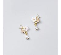 GLDW Ohrringe Silber 925, Goldene Muschel Blume Intarsien Zirkonia Charm S925 Sterling Silber Hypoallergen Ohrstecker Exquisiter Schmuck Für Frauen Dame Mädchen Frauentag Geschenke