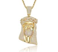 GleaMora Vintage Jesus Kopf Anhänger Männer Anhänger Halskette Hip Hop Punk Halskette Weihnachten Ins Stil Geburtstag Geschenk Einfacher trendiger Schmuck