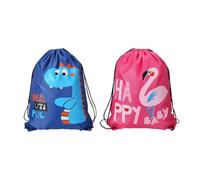 GLEAVI 2 Stück Kinder Schwimmtaschen Kordelzugbeutel Verschleißfest Blau Dinosaurier Pink Flamingo Kinder Turnbeutel Strandtasche für Sport Reise Freizeit