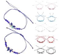 GLEAVI Boho Schmetterlings Freundschaftsarmbänder mit Kristallperlen Verstellbare Kordelzug Armbänder für Mädchen 48 Stück Bunte Gewebte Handgelenk Accessoires für Party und Alltag