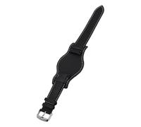 GLEAVI Echtes Rindsleder Lederarmband 20mm Antiallergisch mit Tablettfunktion Ersatzband für Herren Geeignet für Sportliche und Berufliche Anlässe Schwarz