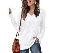 GLEENOD Pullover Damen V-Ausschnitt Langarm Strickpullover Basic Leicht | V-Ausschnitt, Langarm, leichter Feinstrick aus Polyester-Elasthan, halb-locker - Basic für Büro, Alltag und Layering
