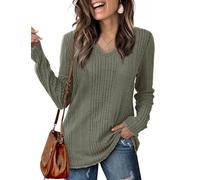 GLEENOD Pullover Damen V-Ausschnitt Langarm Strickpullover Basic Leicht | V-Ausschnitt, Langarm, leichter Feinstrick aus Polyester-Elasthan, halb-locker - Basic für Büro, Alltag und Layering