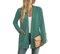 GLEENOD Strickjacke Damen Cardigan Open Front Lochmuster Langarm 3/4-Arm | Open Front ohne Knöpfe, Lochmuster-Strick, leicht und luftig - als kurzer 3/4-Arm-Bolero oder lange Langarm-Jacke