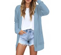 GLEENOD Strickjacke Damen Langarm Casual Lang Elegant Strickmantel Cardigan Open Front Strickpullover mit Taschen