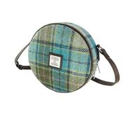 Glen Appin Bannock Kleine Harris Tweed Runde Umhängetasche LB1204, Col 122 Turquoise Tartan, s