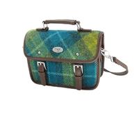 Glen Appin Harris Tweed Bervie Mini-Umhängetasche mit verstellbarem und abnehmbarem Schultergurt, 114 Sea Blue & Green Tartan, s