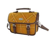 Glen Appin Harris Tweed Bervie Mini-Umhängetasche mit verstellbarem und abnehmbarem Schultergurt, 130 Mustard Overcheck, s
