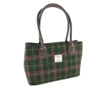 Glen Appin Harris Tweed Classic Handtasche - LB1003 - Cassley, Col 107 Green Plum Check