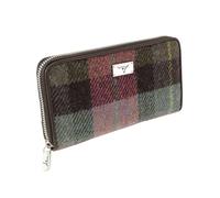 Glen Appin Harris Tweed Große Geldbörse mit Reißverschluss LB2100 Staffa, Farbe 137 Grün/Pink Tartan, L, Geldbörse