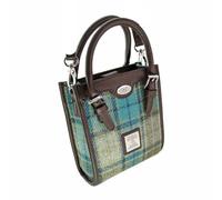 Glen Appin Harris Tweed 'Keltie' große Mini-Tragetasche mit abnehmbarem Schultergurt, 122 Turquoise Tartan, s