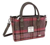 Glen Appin Harris Tweed Tote Handtasche - LB1228 Brora (Farbe 144 Burgundy & Pink), Farbe: 144 Burgunderrot und Rosa, s
