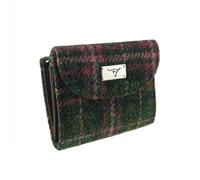 Glen Appin LB2002 Damen Harris Tweed Small Wallet, Col 107 Green Plum Check, S, Casual