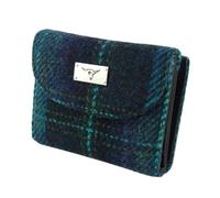 Glen Appin LB2002 Damen Harris Tweed Small Wallet, Col 119 Blue Turquoise Check, S, Casual