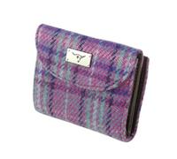 Glen Appin of Scotland Harris Tweed 'Jura' Short Wallet in Purple & Mint Check l LB2002-COL146, mehrfarbig