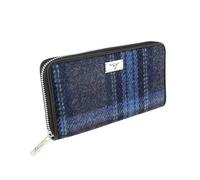 Glen Appin of Scotland Harris Tweed LB2100-COL143 Geldbörse mit langem Reißverschluss, Stewart Tartan, Blau / Violett