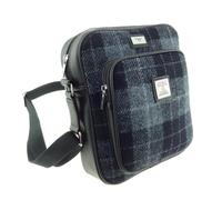 Glen Appin Of Scotland Harris Tweed Umhängetasche, Col 95 Grey Black Check, m