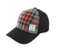 Glen Appin of Scotland Limited Baseball Cap mit Harris Tweed 100% Wolle, Graues und rotes Schottenkaro, Einheitsgröße