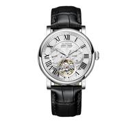 GLENAW Herren Automatik Tourbillon Vintage Uhr Schwarz Lederband Skelett Römisches Zifferblatt Tagesdatum Kalender 30ATM Wasserdicht Leuchtzeiger Klassische Mode Uhr für Männer