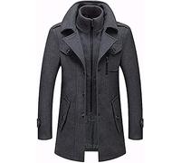 Glenmi Herren Mantel Winter Lang Warm Wollmantel Business Wintermantel Kurzmantel Winteljacke Freizeit Mit Herausnehmbarem Kapuze (Color : Gray, Size : M)