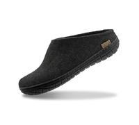 GLERUPS Slip On Hausschuhe Damen und Herren mit Gummisohle (Schwarz) | Unisex Slipper aus Wolle Hausschuhe Frauen Männer