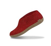 glerups dk Unisex - Erwachsene Hausschuhe, Damen,Herren Hüttenschuhe,Ledersohle, lammfell Merino-Wolle Schafwolle warm Winter,Rot,35 EU / 2.5 UK
