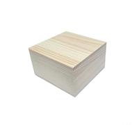 Glewi Aufbewahrungsbox aus Holz, natürliche Kiefer, Scharnierdeckel, Schmuckkoffer, handgefertigter Andenken-Organizer für Hochzeit, Taufe, Weihnachten, 13 x 13 x 6,5 cm, Glewi (10,5 x 10,5 x 5,5 cm)