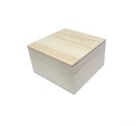 Glewi Aufbewahrungsbox aus Holz, natürliche Kiefer, Scharnierdeckel, Schmuckkoffer, handgefertigter Andenken-Organizer für Hochzeit, Taufe, Weihnachten, 13 x 13 x 6,5 cm, Glewi (8 x 8 x 4,5 cm)