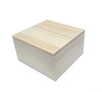 Glewi Aufbewahrungsbox aus Holz, natürliche Kiefer, Scharnierdeckel, Schmuckkoffer, handgefertigter Andenken-Organizer für Hochzeit, Taufe, Weihnachten, 13 x 13 x 6,5 cm, Glewi (13 x 13 x 6,5 cm)