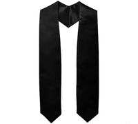 Glewi Schärpe zum Schulabschluss für Ehrenzeremonie, Satin-Stola mit verstellbarer Länge, Polyester, formeller Schal für Studenten (183 mal 12 schwarz)