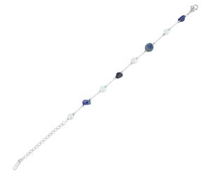 Gliederarmband ADELIA´S "Armband - Kugelarmband aus Edelstahl mit Lapis 23 cm", silber, Armbänder, Damen, 23cm, Edelstahl, Gliederarmband, Schöne Geschenkidee zum Jubiläum (14502307-0) silber