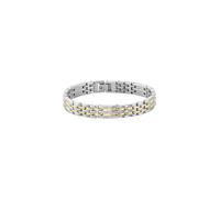 Gliederarmband BOSS "WESLEY", silber (edelstahlfarben, gelbgoldfarben), Armbänder, Herren, 19cm, Edelstahl, Gliederarmband (87069320-0) edelstahlfarben, gelbgoldfarben