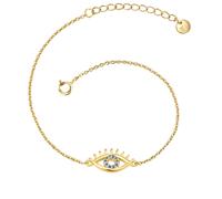Gliederarmband GLANZSTÜCKE MÜNCHEN "GSM1003", gelb (gelbgold, blau), Armbänder, Damen, Silber 925 (Sterlingsilber), Gliederarmband, mit Zirkonia (13412717-0) gelbgold, blau