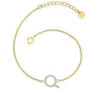 Gliederarmband GLANZSTÜCKE MÜNCHEN "GSM1972", gold (gelbgold, weiß), Armbänder, Damen, Silber 925 (Sterlingsilber), Gliederarmband, mit Buchstaben-Anhänger (53674266-0) gelbgold, weiß