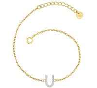 Gliederarmband GLANZSTÜCKE MÜNCHEN "GSM1976", gold (gelbgold, weiß), Armbänder, Damen, Silber 925 (Sterlingsilber), Gliederarmband, mit Buchstaben-Anhänger (31211232-0) gelbgold, weiß