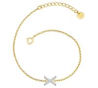 Gliederarmband GLANZSTÜCKE MÜNCHEN "GSM1979", gold (gelbgold, weiß), Armbänder, Damen, Silber 925 (Sterlingsilber), Gliederarmband, mit Buchstaben-Anhänger (71083239-0) gelbgold, weiß