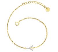 Gliederarmband GLANZSTÜCKE MÜNCHEN "GSM1980", gold (gelbgold, weiß), Armbänder, Damen, Silber 925 (Sterlingsilber), Gliederarmband, mit Buchstaben-Anhänger (21176842-0) gelbgold, weiß