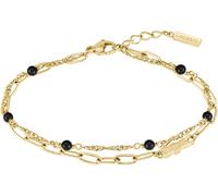 Gliederarmband LACOSTE "DEVA", schwarz (gelbgoldfarben, schwarz, schwarz), Armbänder, Damen, 16,5cm, Edelstahl, Gliederarmband, mit Agate oder Onyx (12682461-0) gelbgoldfarben, schwarz, schwarz