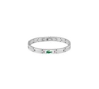 Gliederarmband LACOSTE "STENCIL", silber (edelstahlfarben, grün), Armbänder, Damen, 19,5cm, Edelstahl, Gliederarmband, Emaille (74470325-0) edelstahlfarben, grün